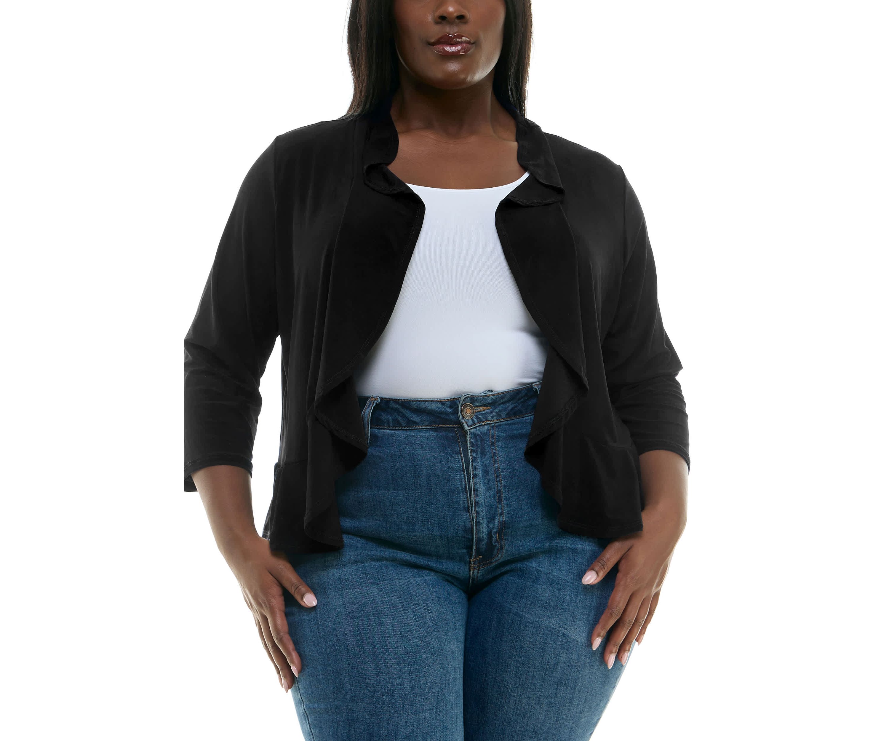 Ruffle front bolero solid