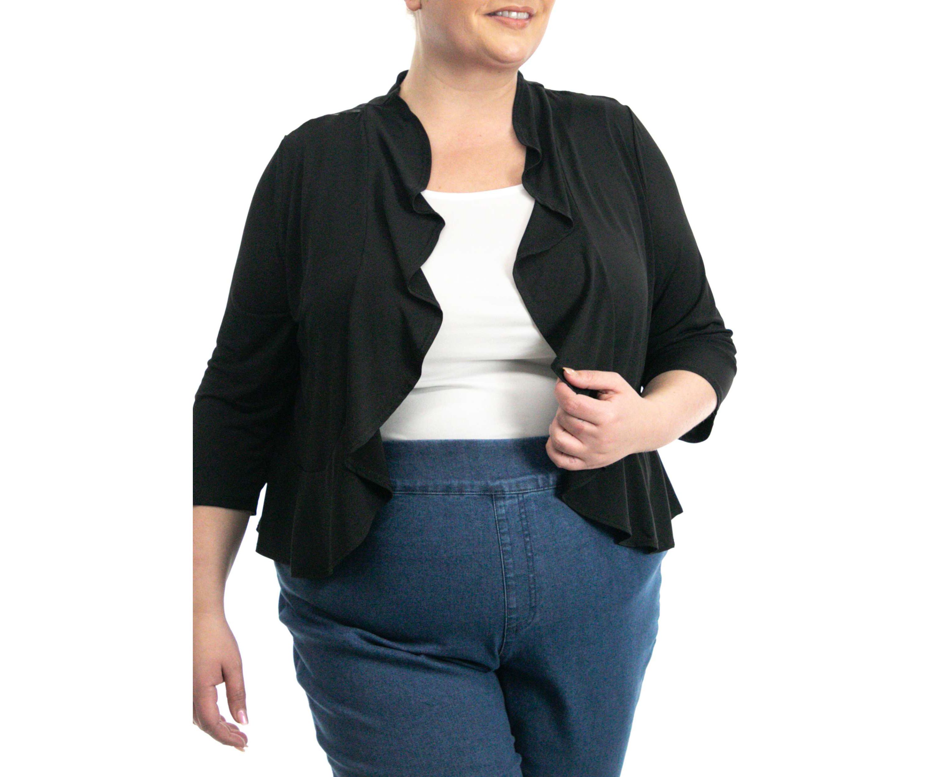 Ruffle front bolero big dot