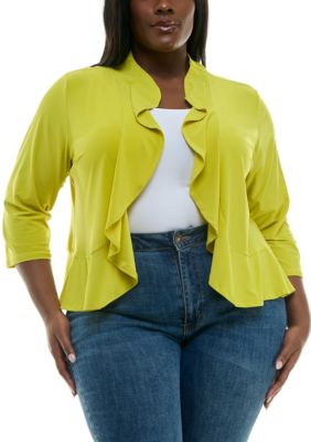 Nina Leonard Women's Ruffle front bolero mesh back
