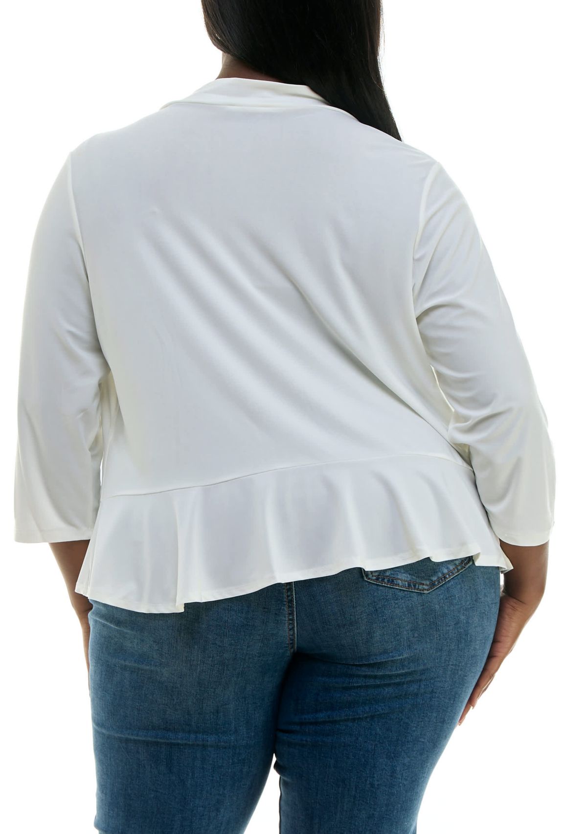 Ruffle front bolero mesh back