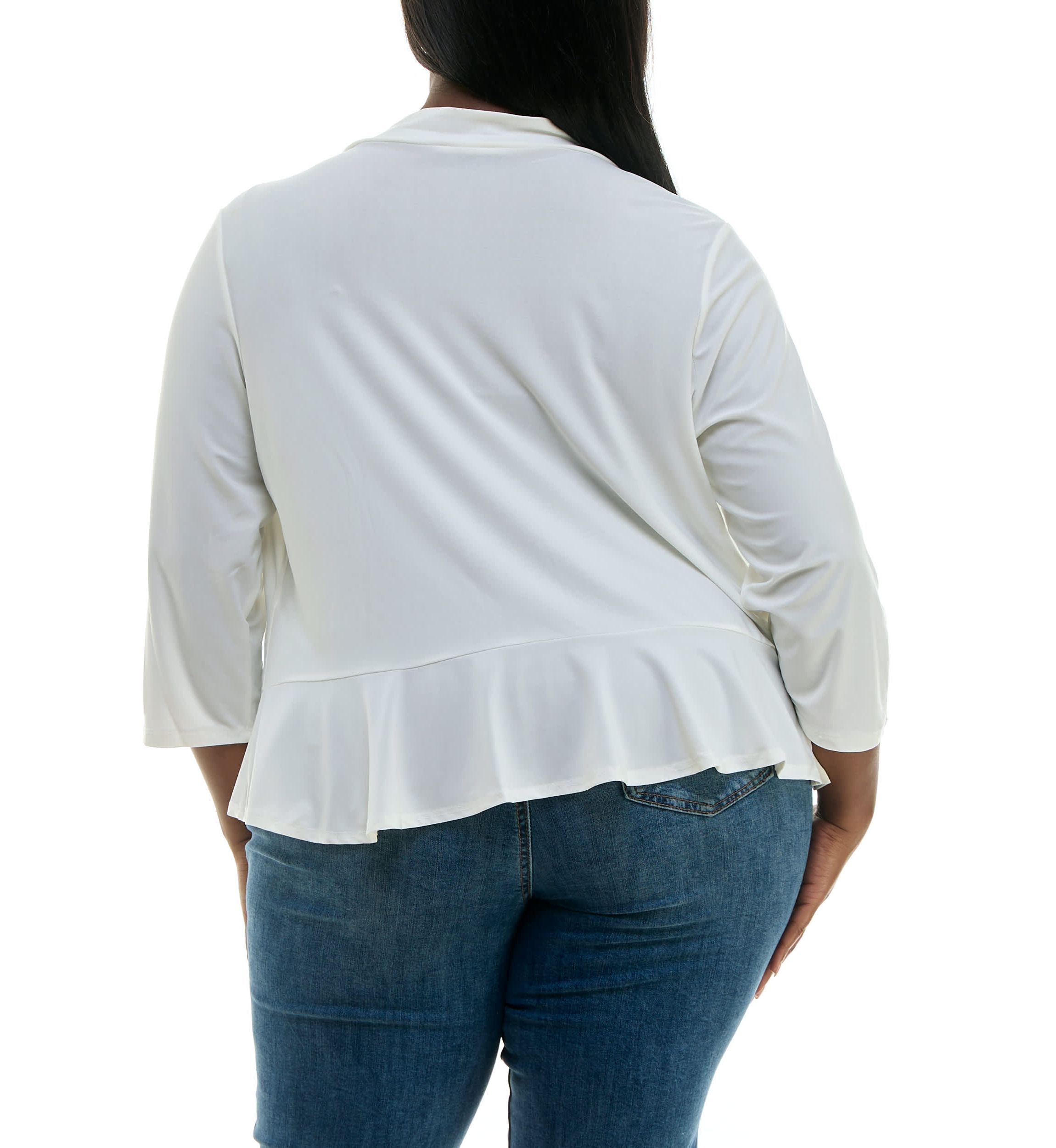 Ruffle front bolero mesh back