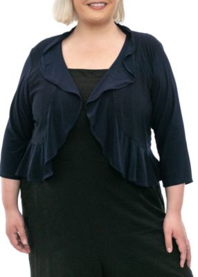 Nina Leonard Women's Ruffle front bolero small dot