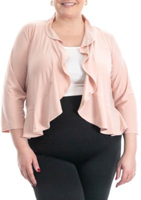 Nina Leonard Women's Ruffle front bolero small dot, 3X