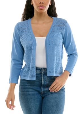 Nina Leonard Women's Diamond Pointelle Bolero