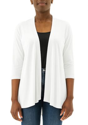 Nina Leonard Women's Three Quarter Sleeve Godet Cardigan