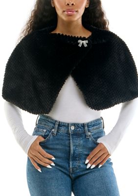 Nina Leonard Women's Wrap-Over Faux Fur Caplet