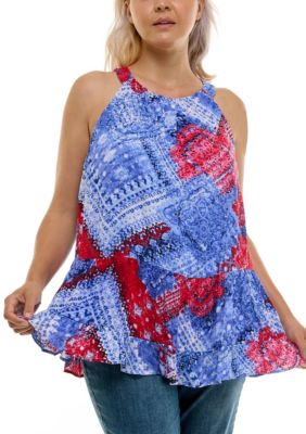 Nina Leonard Women's Tiered top with pleated front