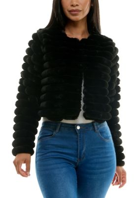 Nina Leonard Women's Faux fur jacket, Black, XL