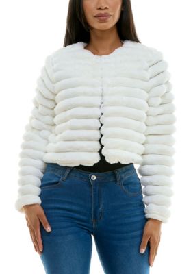 Nina Leonard Women's Faux fur jacket, Ivory, XL