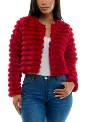 Nina Leonard Women's Faux fur jacket, Red, XL