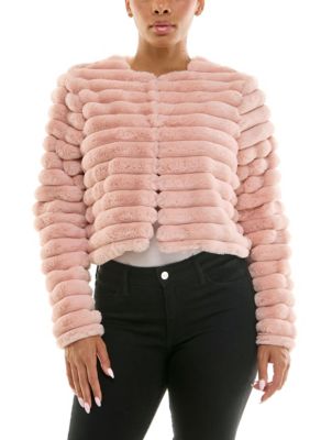 Nina Leonard Women's Faux fur jacket, Dusty Rose, XL