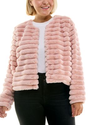 Nina Leonard Women's Long Sleeve Faux Fur Bolero, Dusty Rose, 2X