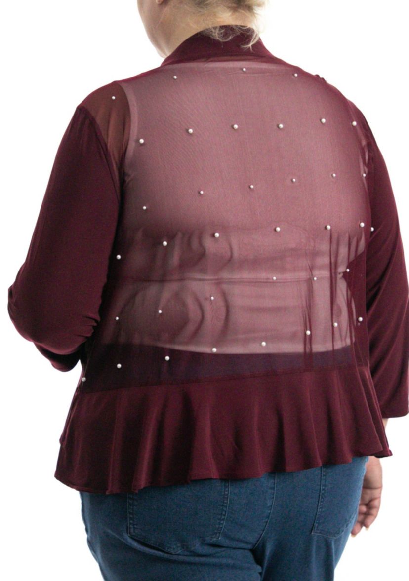 Ruffle front bolero peal back detail