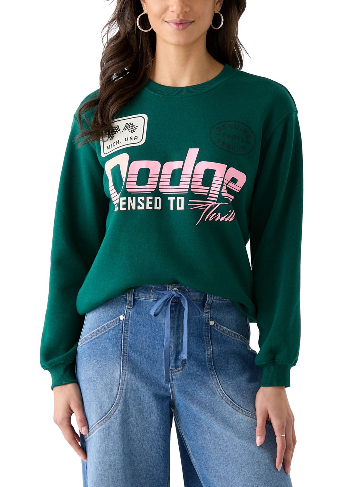 Womens Long Sleeve Graphic Boyfriend Pullover