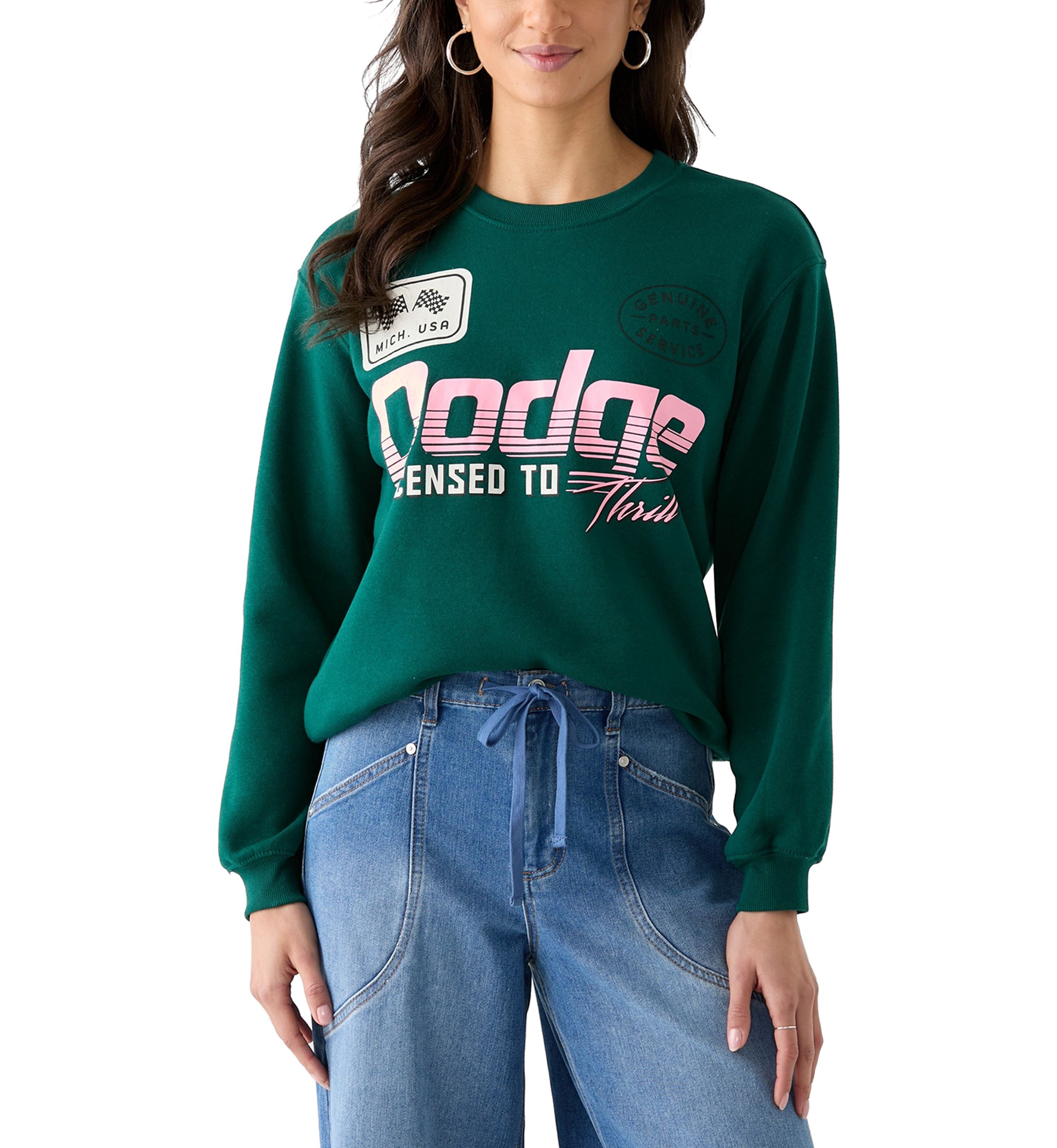Womens Long Sleeve Graphic Boyfriend Pullover