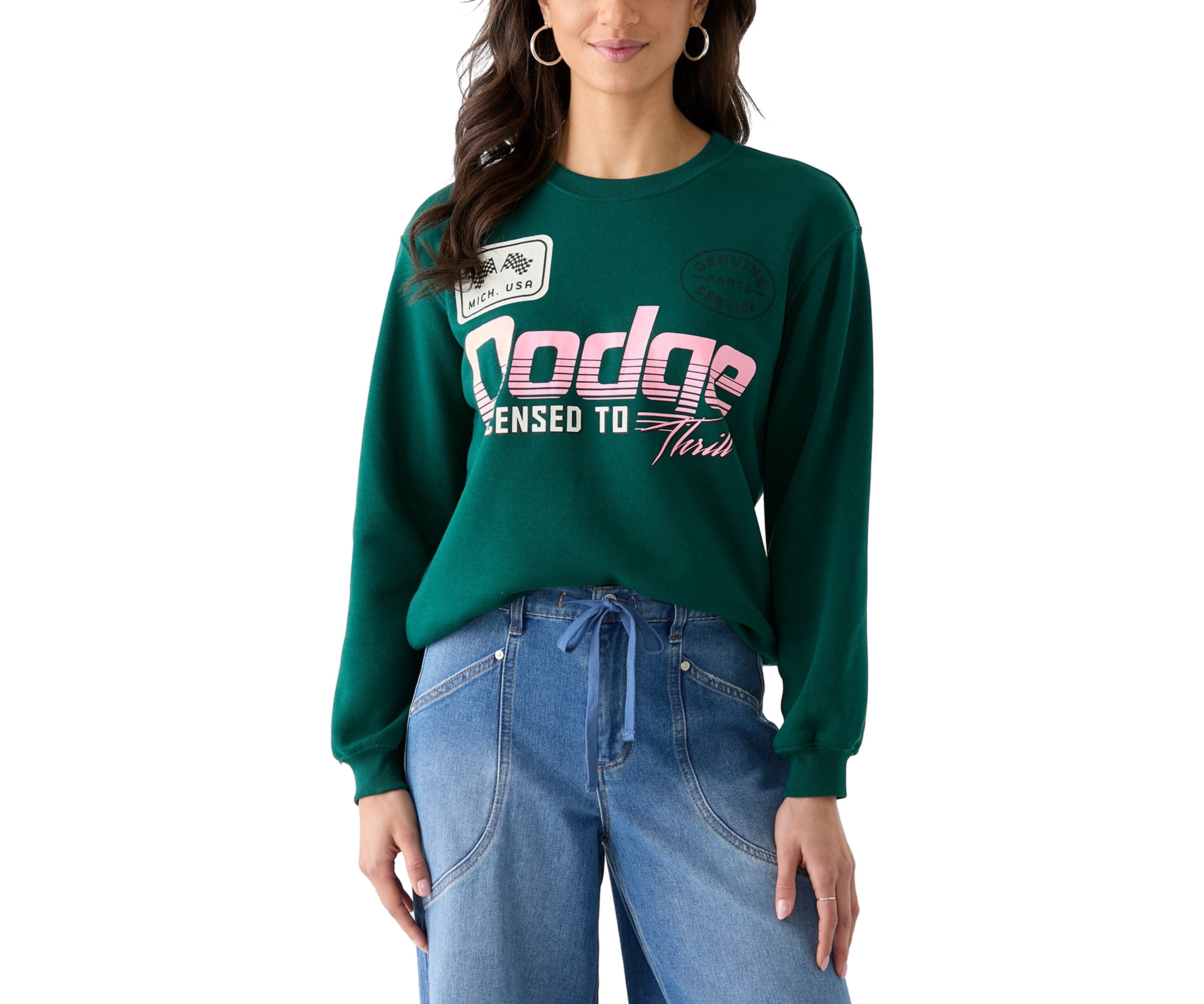 Womens Long Sleeve Graphic Boyfriend Pullover