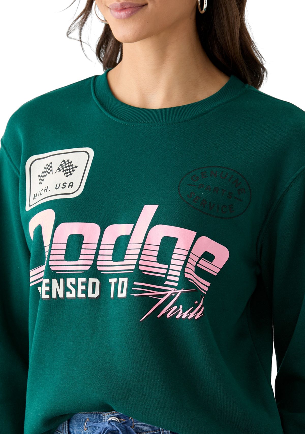 Womens Long Sleeve Graphic Boyfriend Pullover