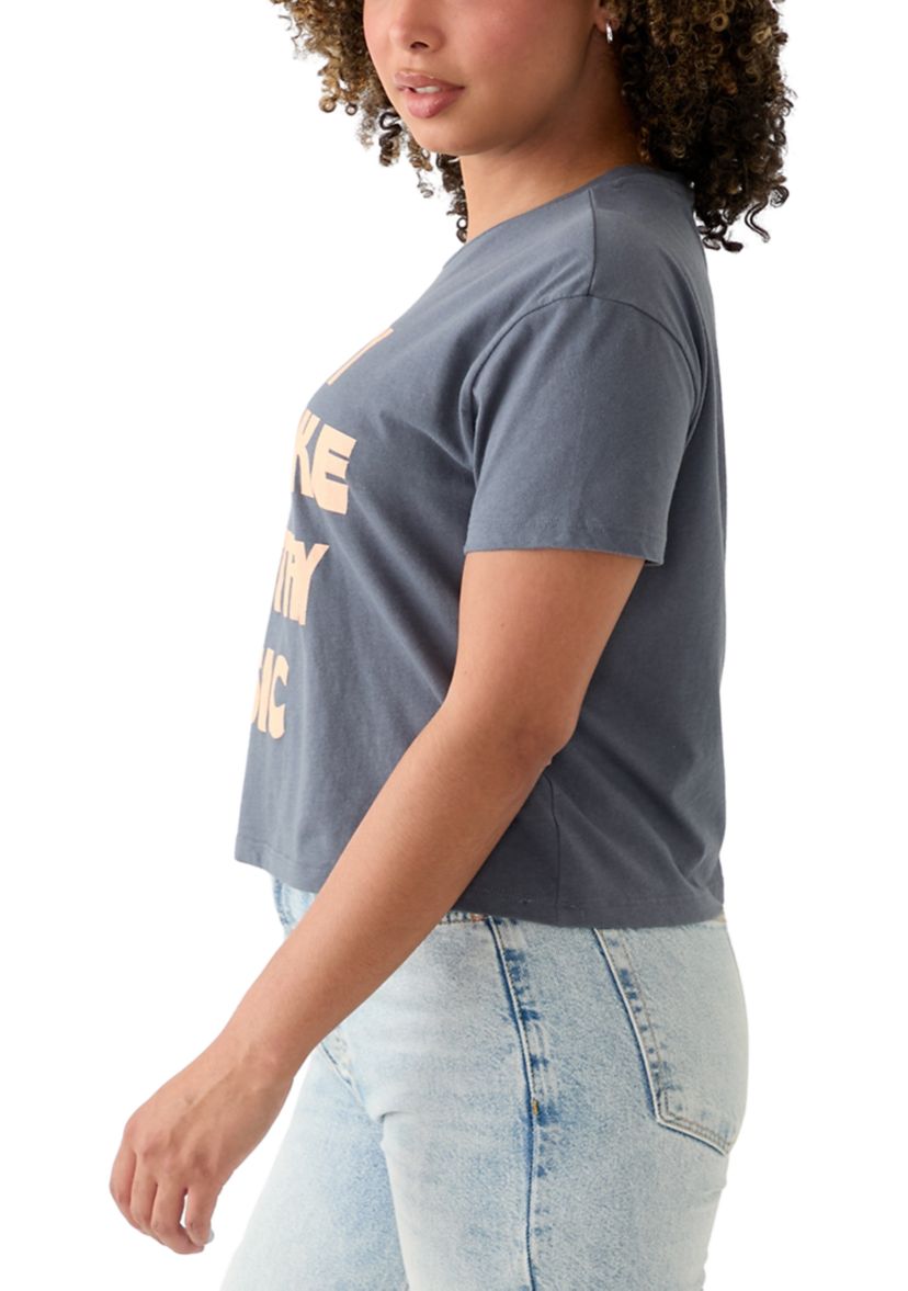 Womens Short Sleeve Boxy Graphic T-Shirt 