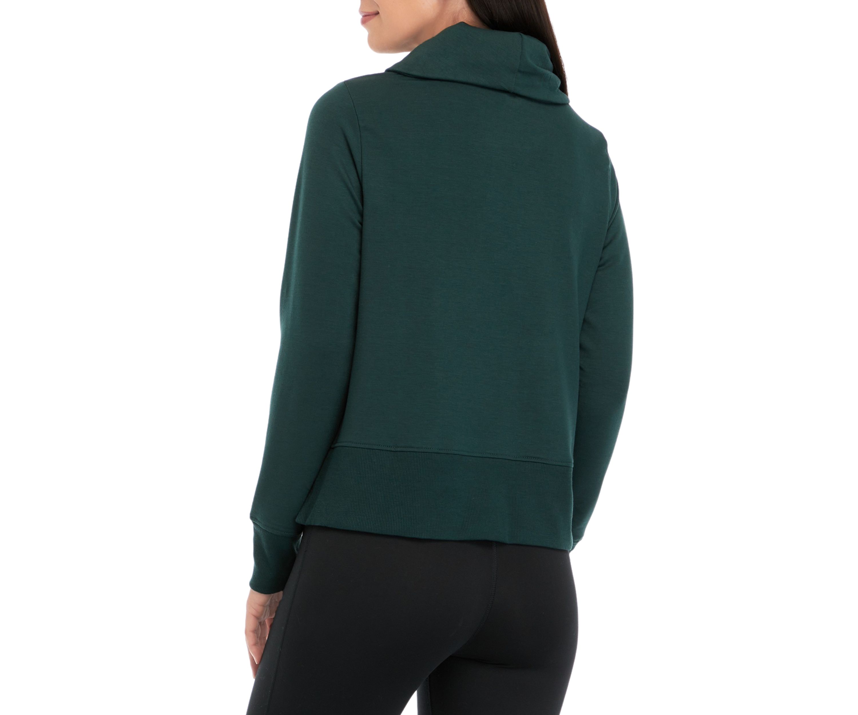 Terry Brushed Long Sleeve Cropped Cowl Neck Sweatshirt