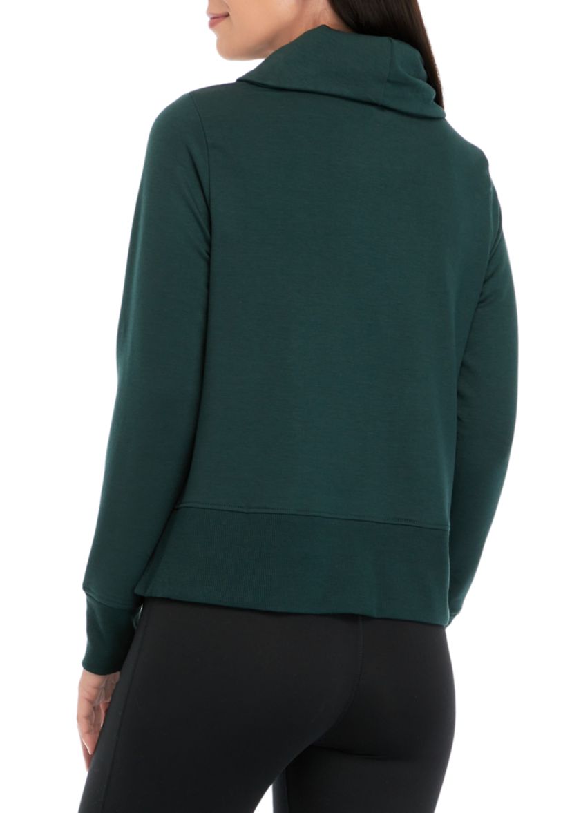 Terry Brushed Long Sleeve Cropped Cowl Neck Sweatshirt
