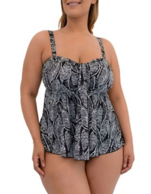 A Shore Fit Plus Size Leaf Love Tummy Solutions Waterfall Top belk