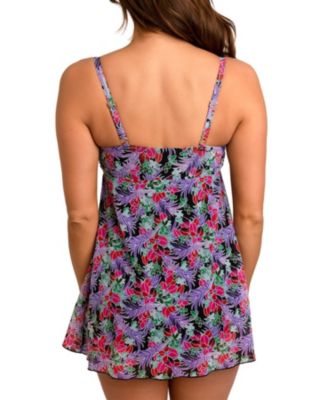 Women's A Shore Fit Lillies Tummy Solutions Waterfall Swim Top