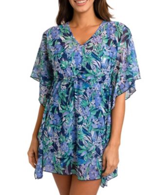 Jungle Jive Mesh Fit 4 All Solutions V Neck Drawstring Cover Up