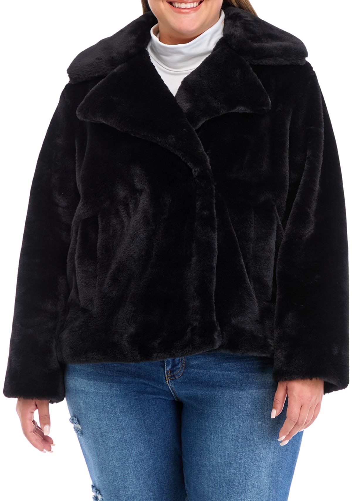 Plus Size Faux Fur Jacket