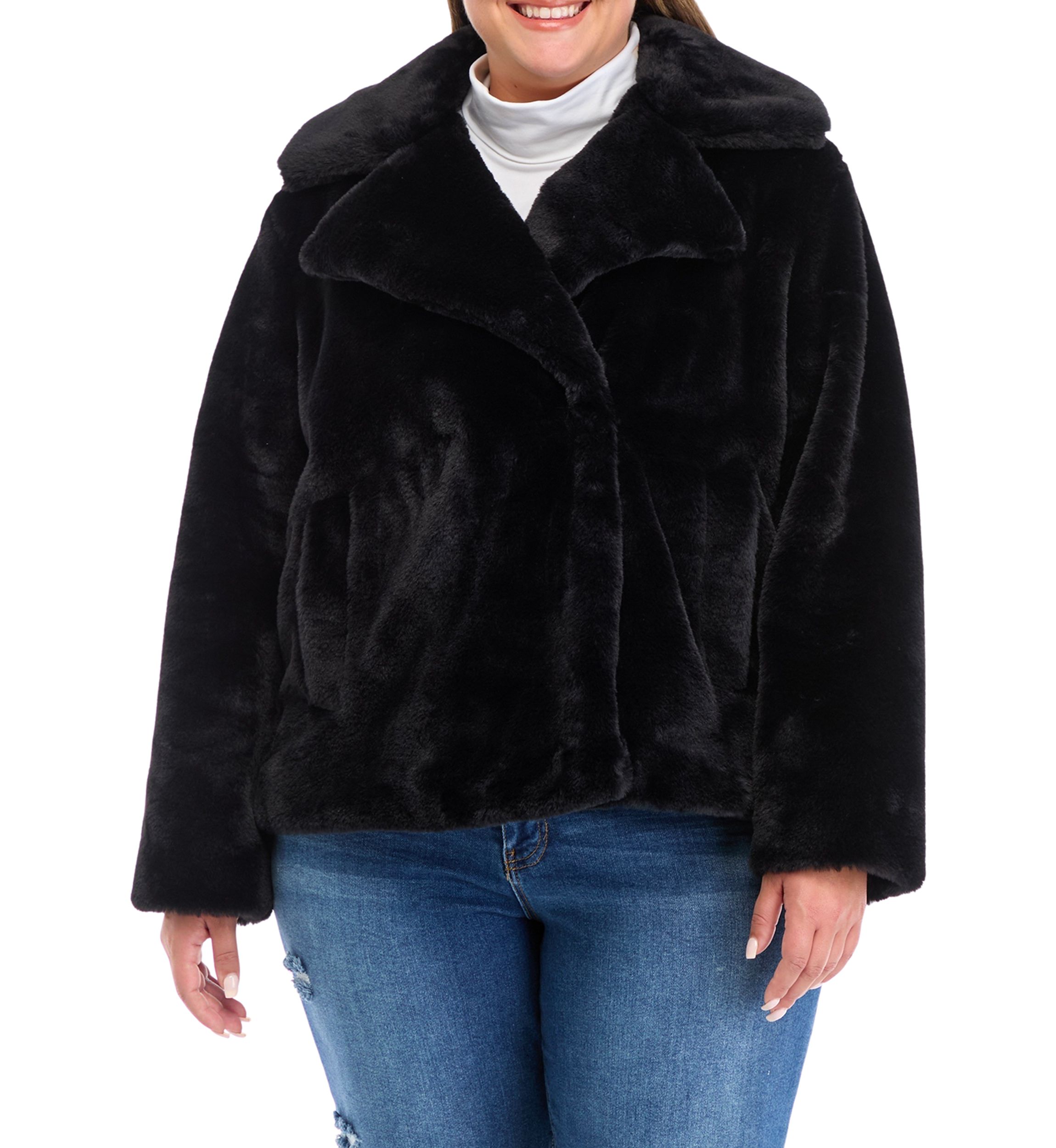 Plus Size Faux Fur Jacket