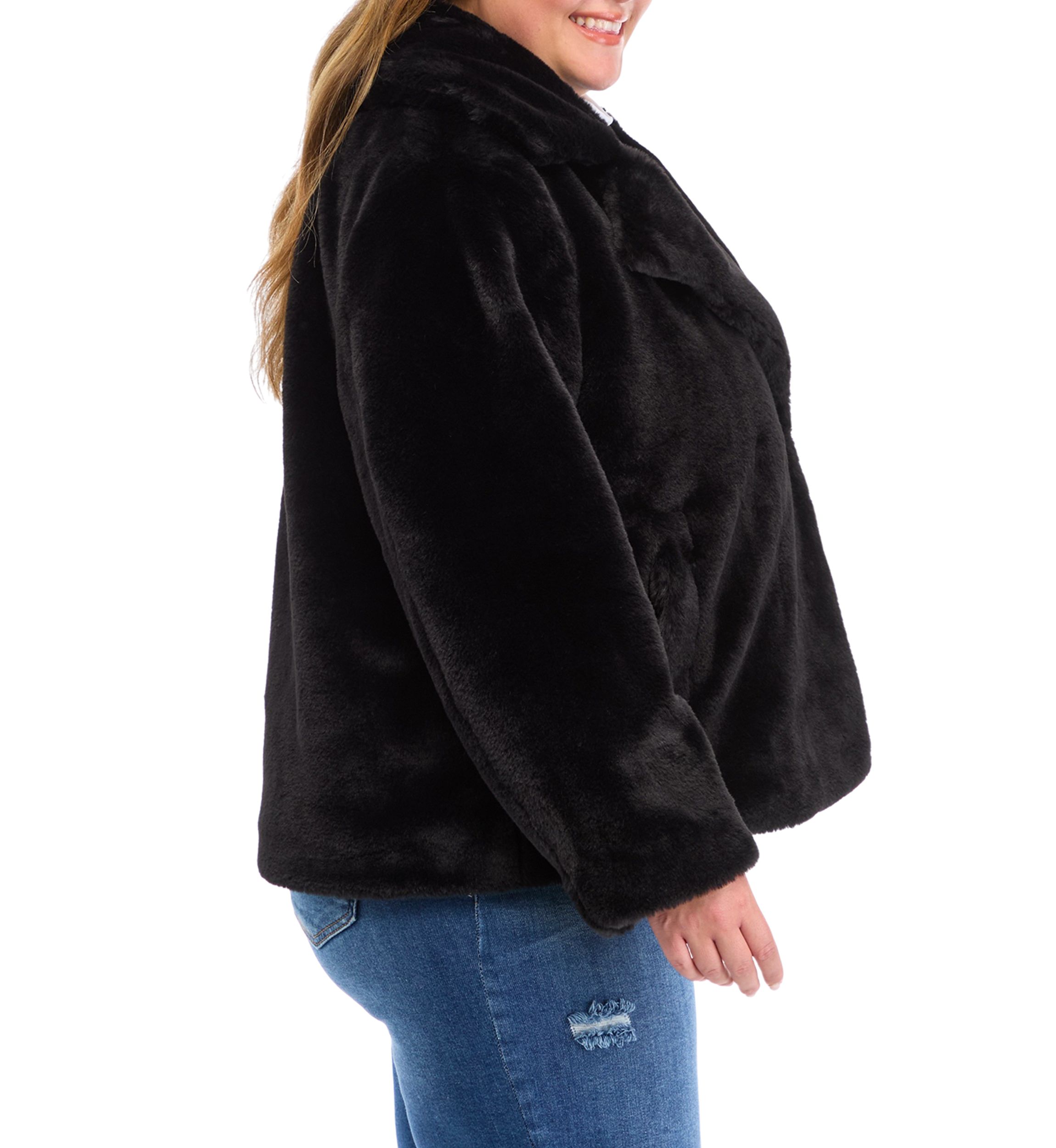 Plus Size Faux Fur Jacket