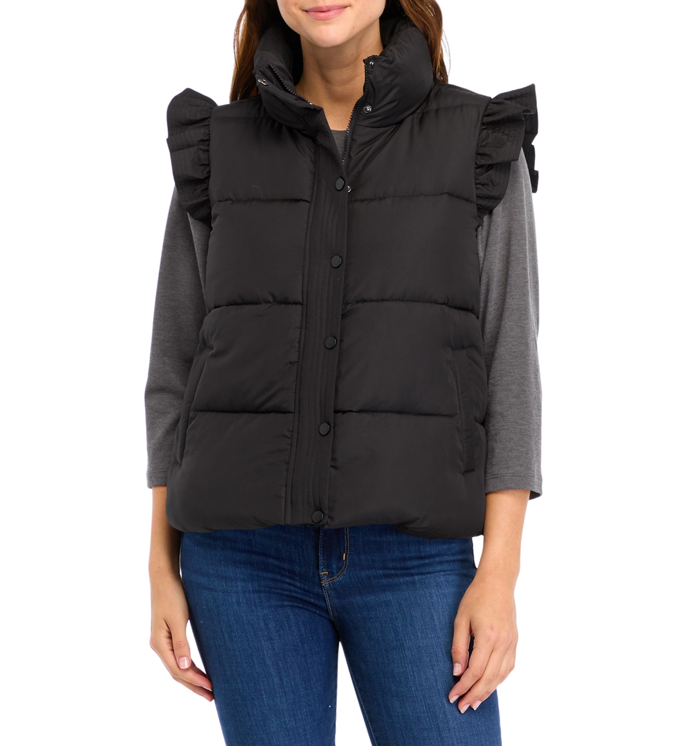 Womens Ruffle Shoulder Vest
