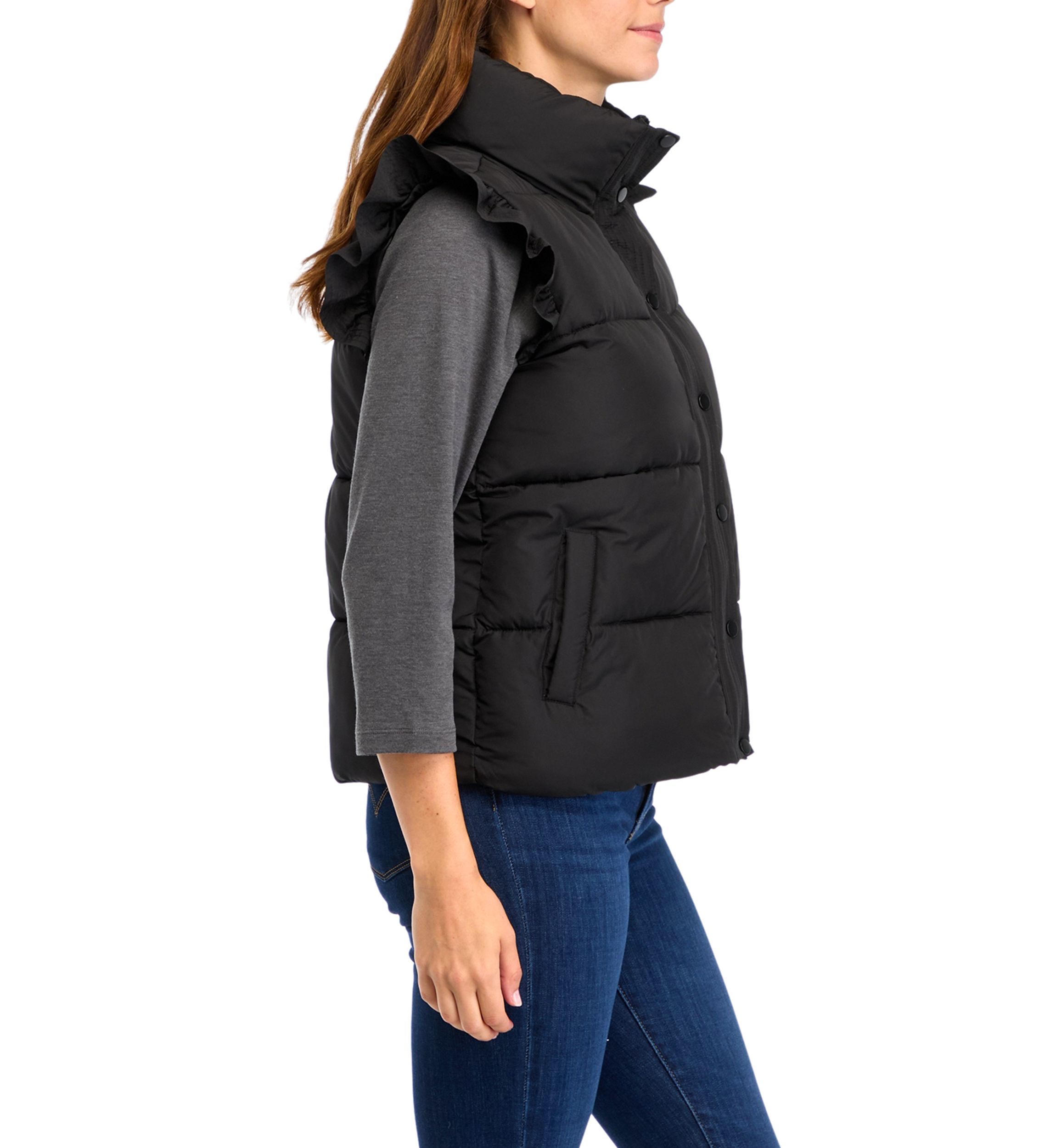 Womens Ruffle Shoulder Vest