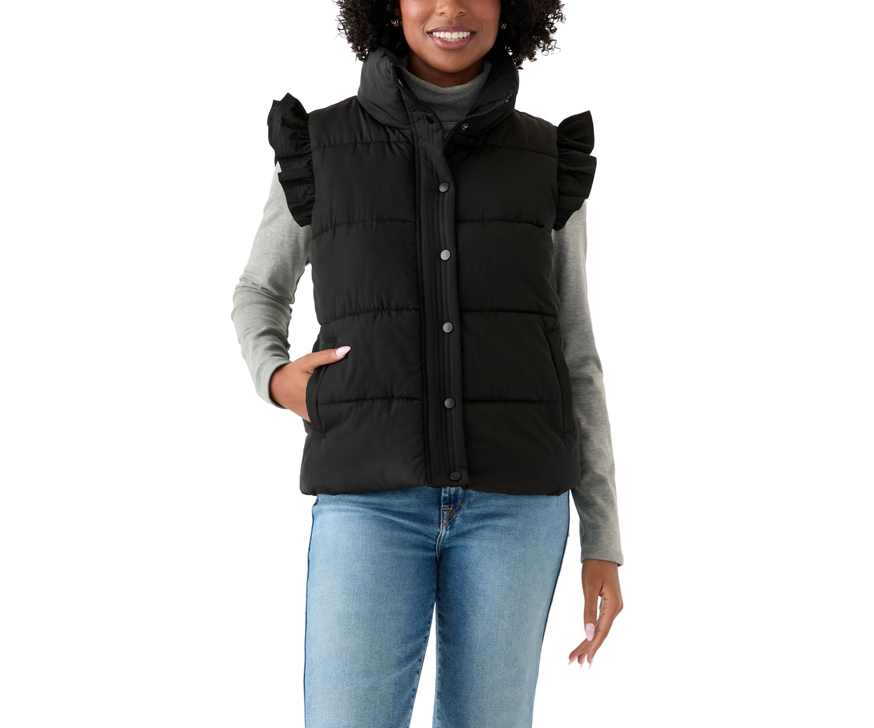 Womens Flutter Sleeve Puffer Vest