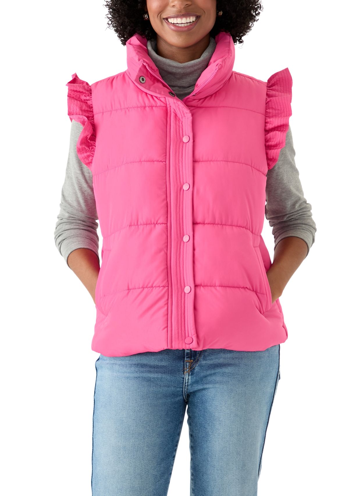 Womens Flutter Sleeve Puffer Vest