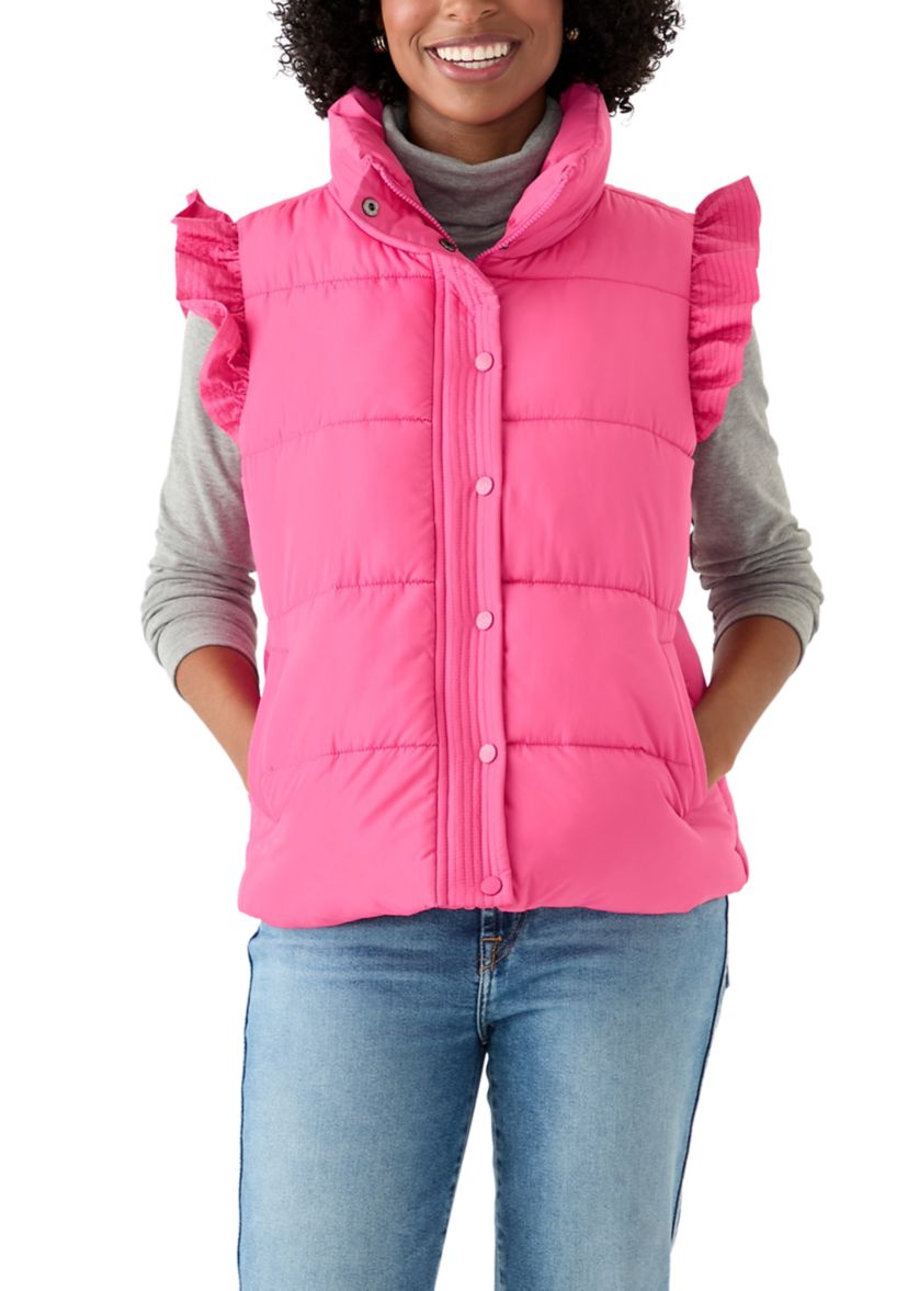 Womens Flutter Sleeve Puffer Vest