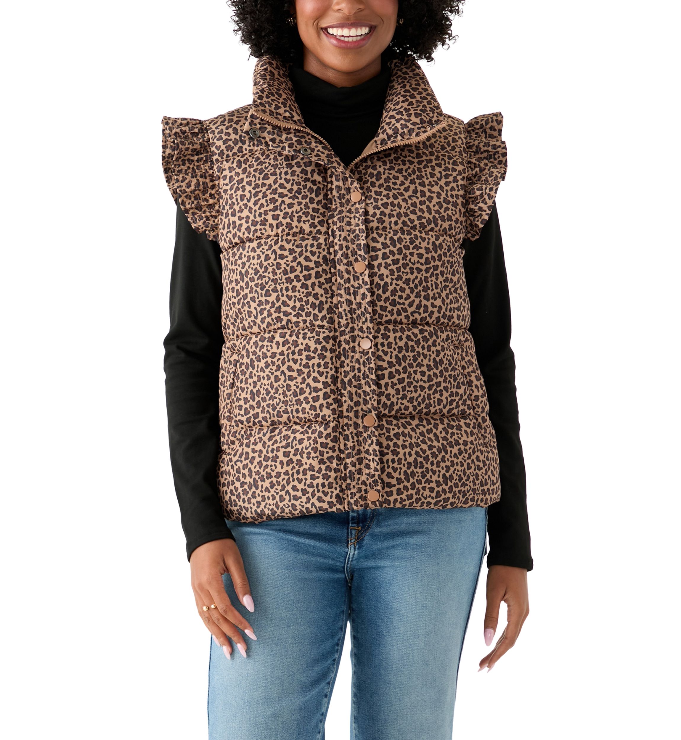 Womens Flutter Sleeve Puffer Vest