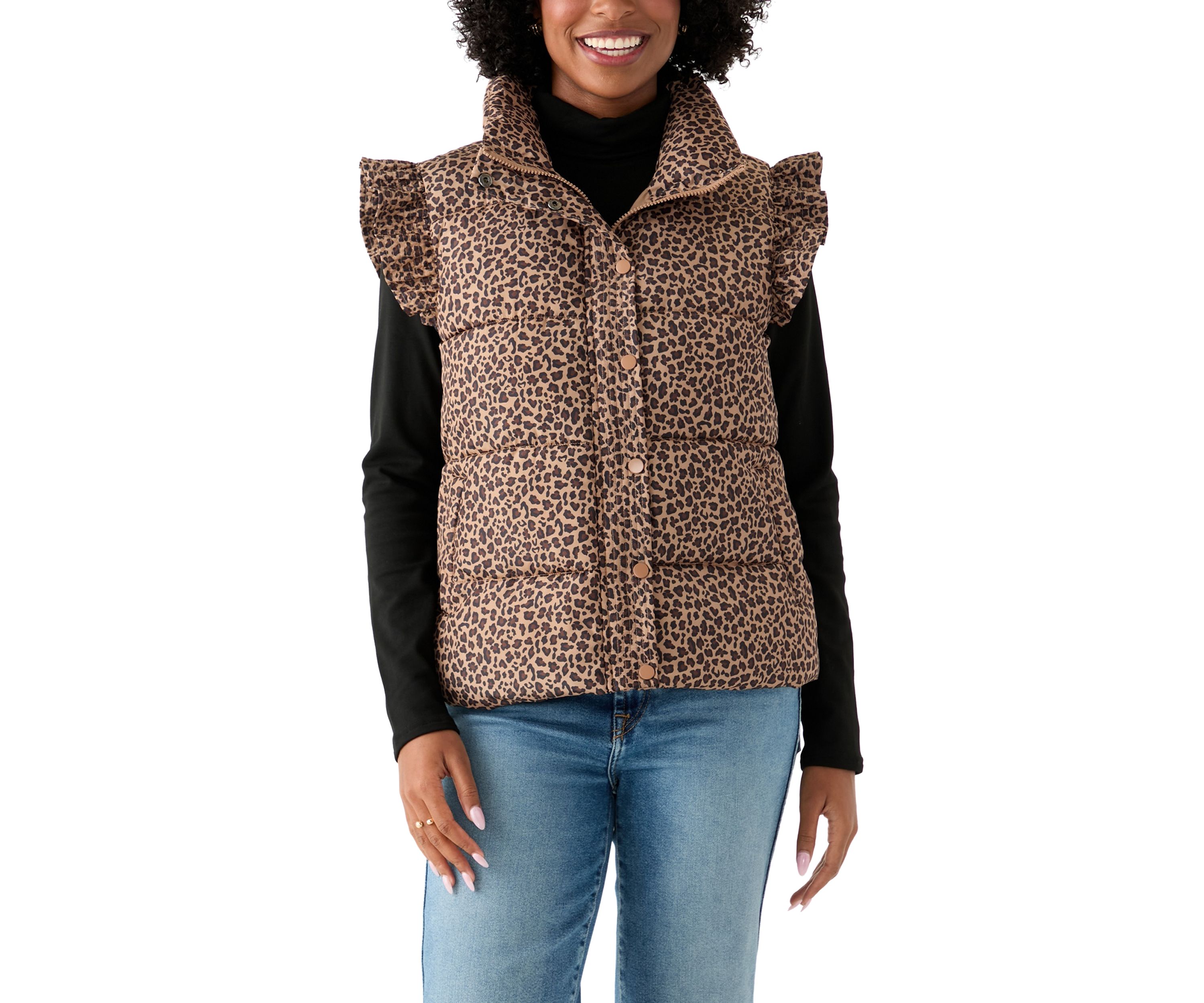 Womens Flutter Sleeve Puffer Vest