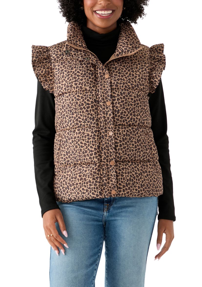 Womens Flutter Sleeve Puffer Vest