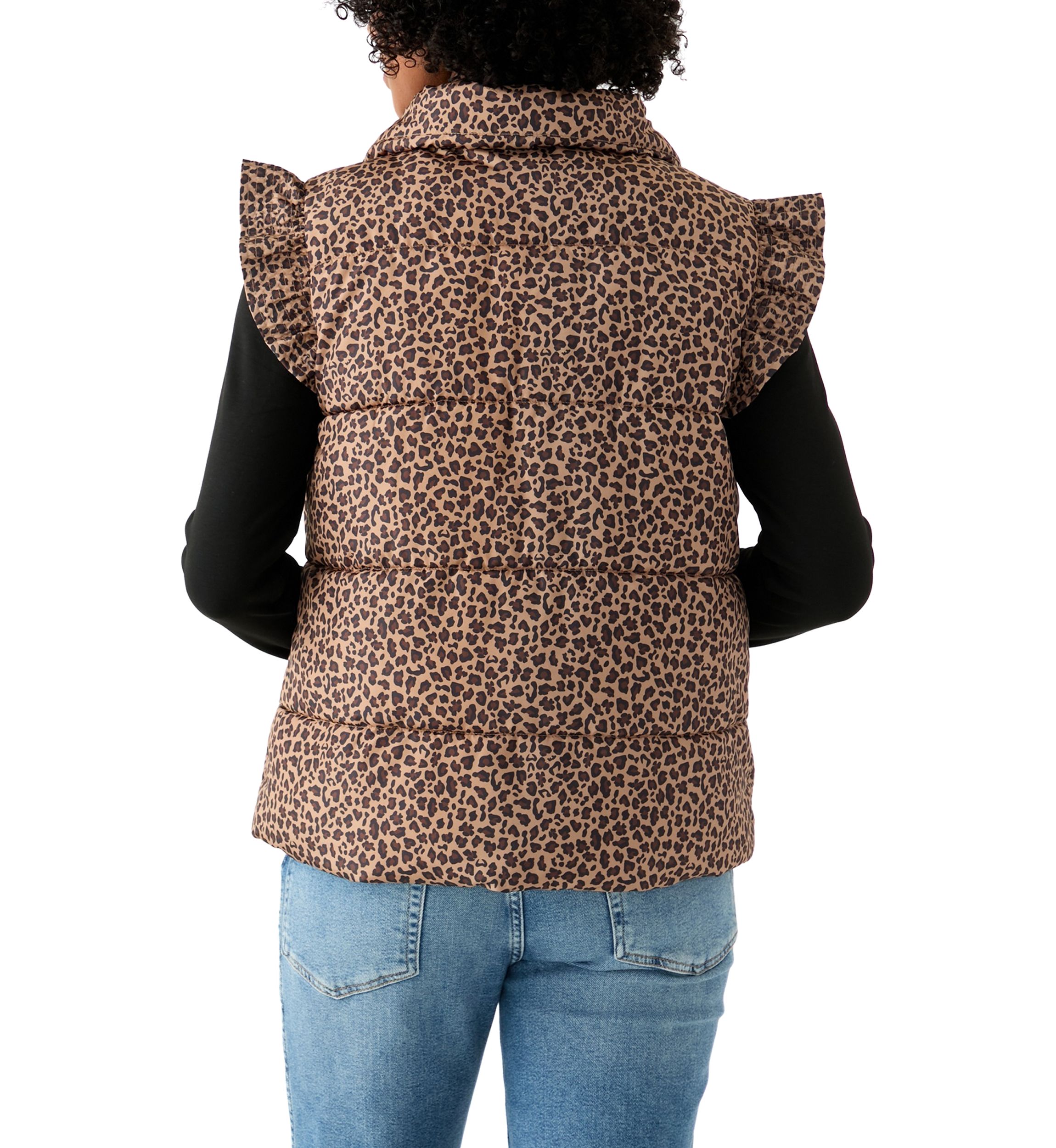 Womens Flutter Sleeve Puffer Vest