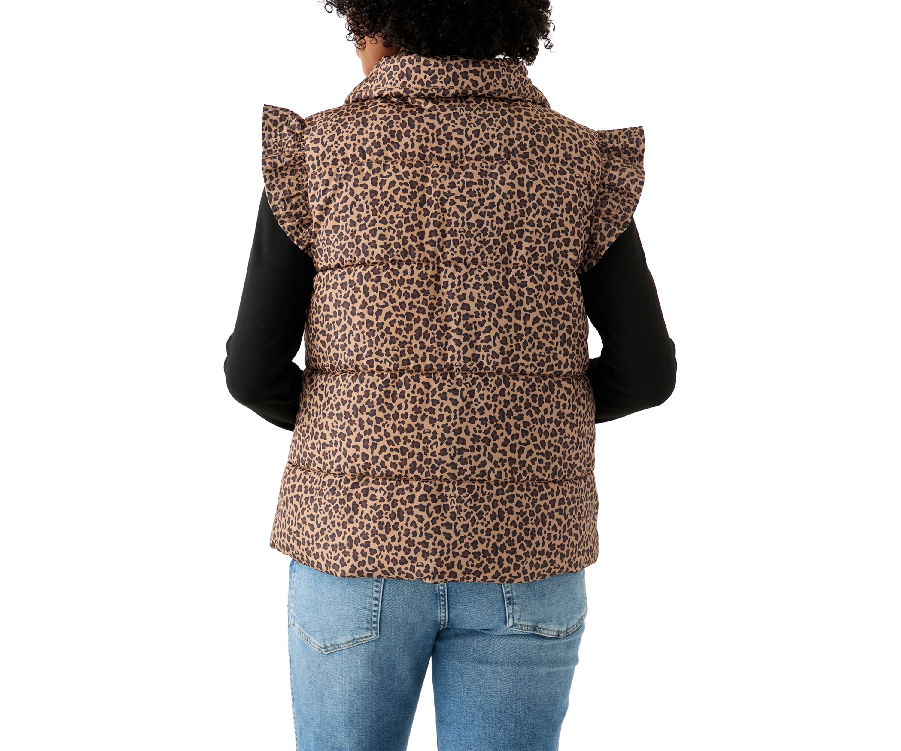 Womens Flutter Sleeve Puffer Vest