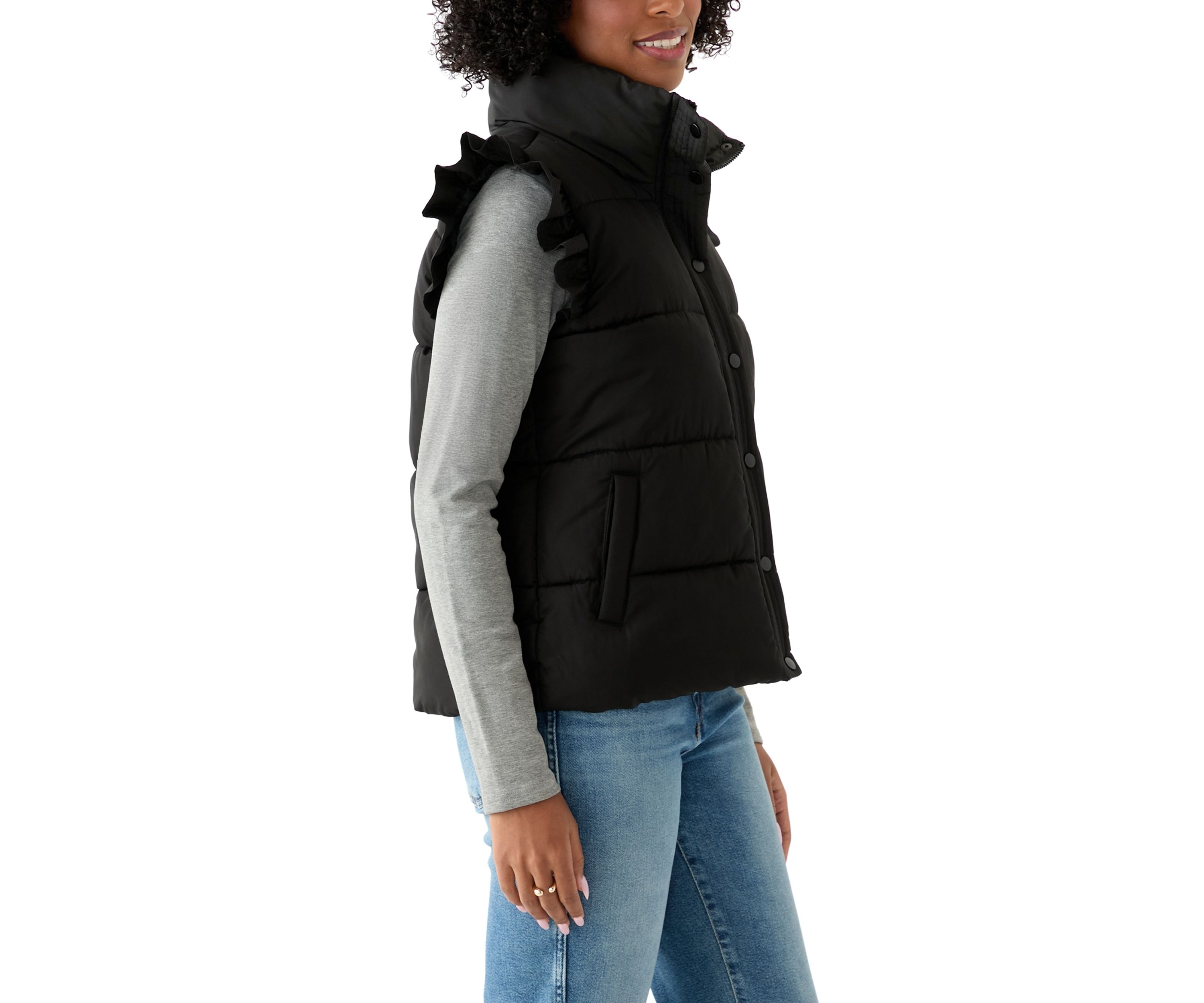 Womens Flutter Sleeve Puffer Vest