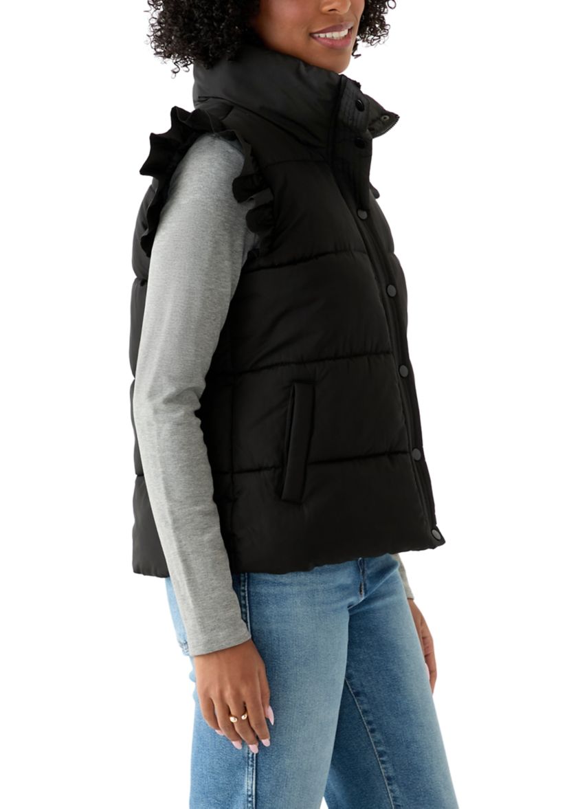 Womens Flutter Sleeve Puffer Vest