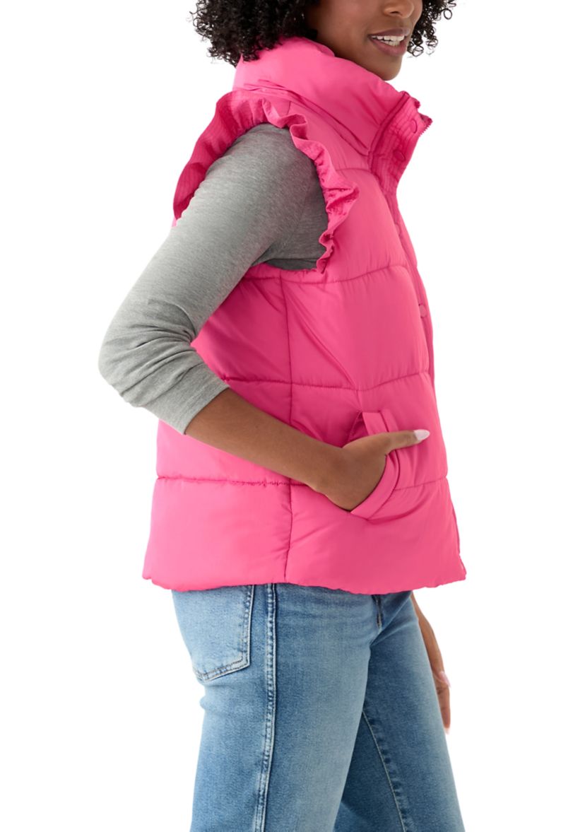 Womens Flutter Sleeve Puffer Vest