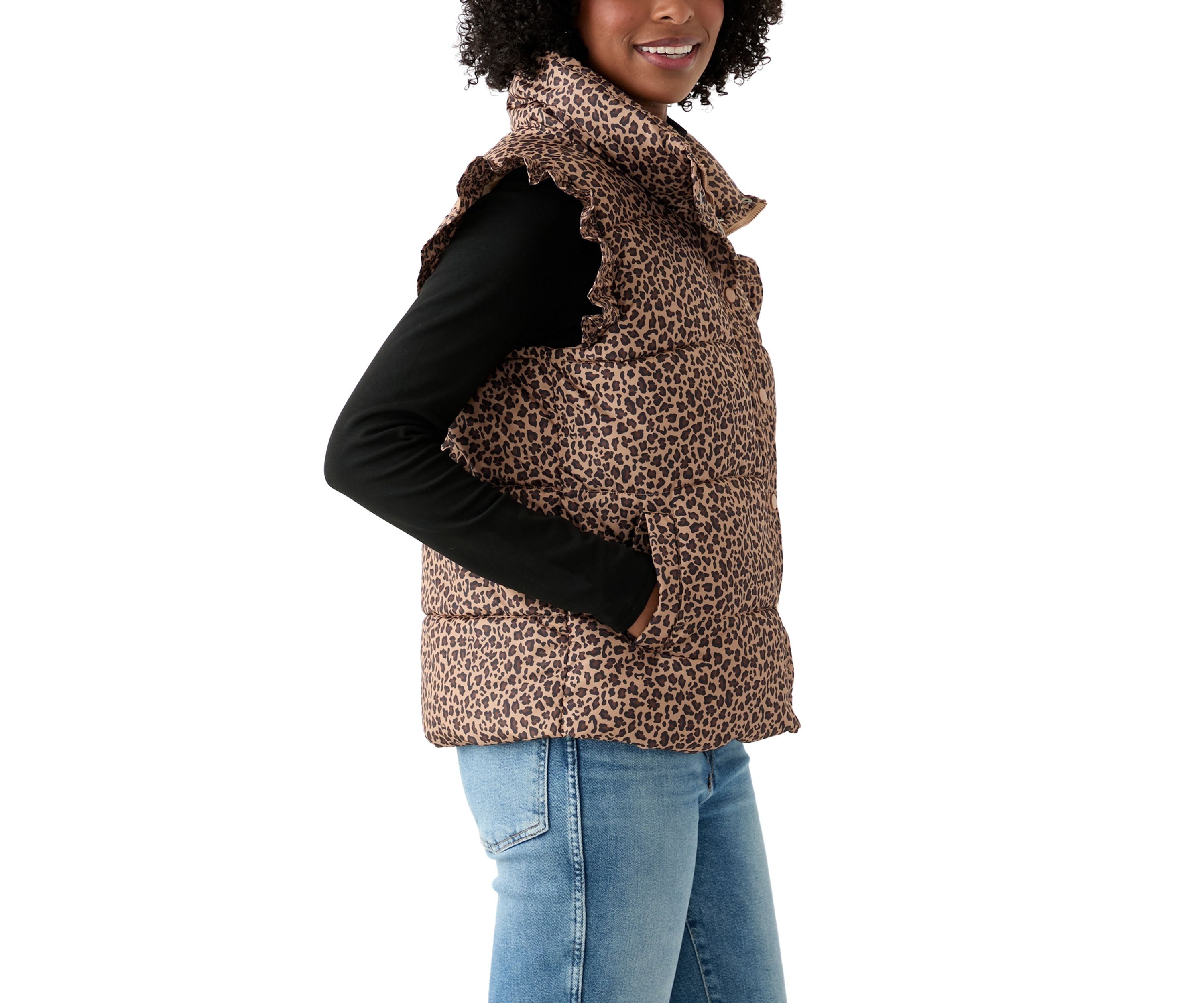 Womens Flutter Sleeve Puffer Vest