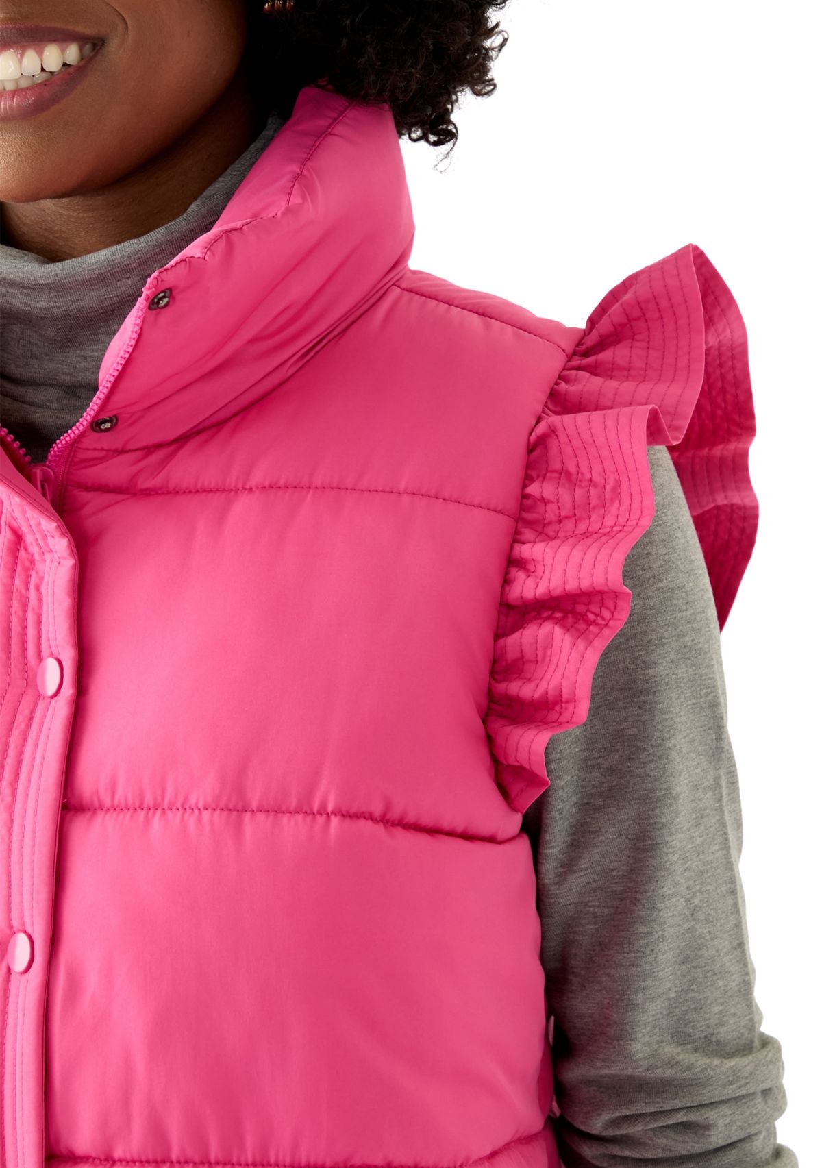 Womens Flutter Sleeve Puffer Vest