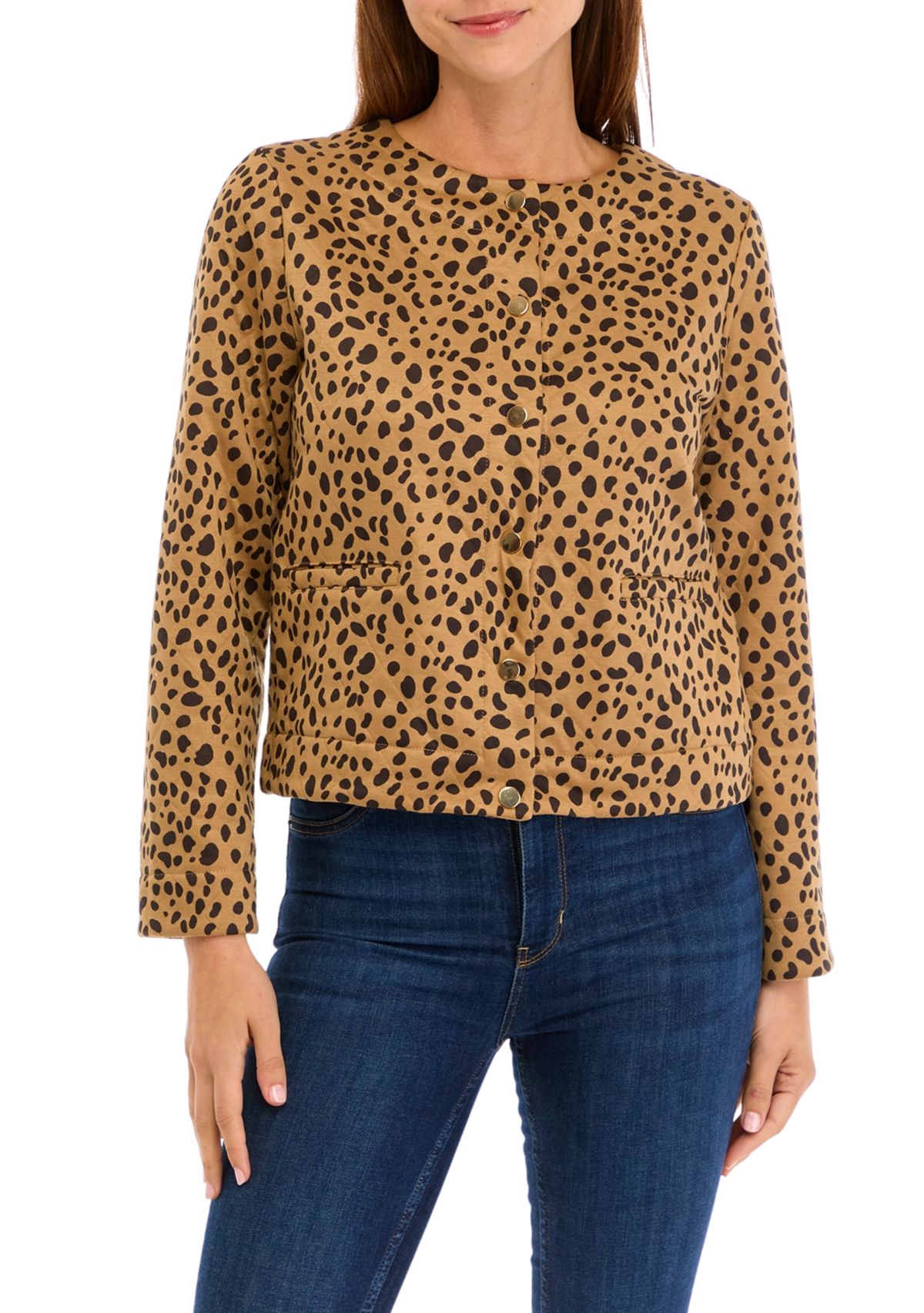 Womens Crop Knit Quilted Jacket