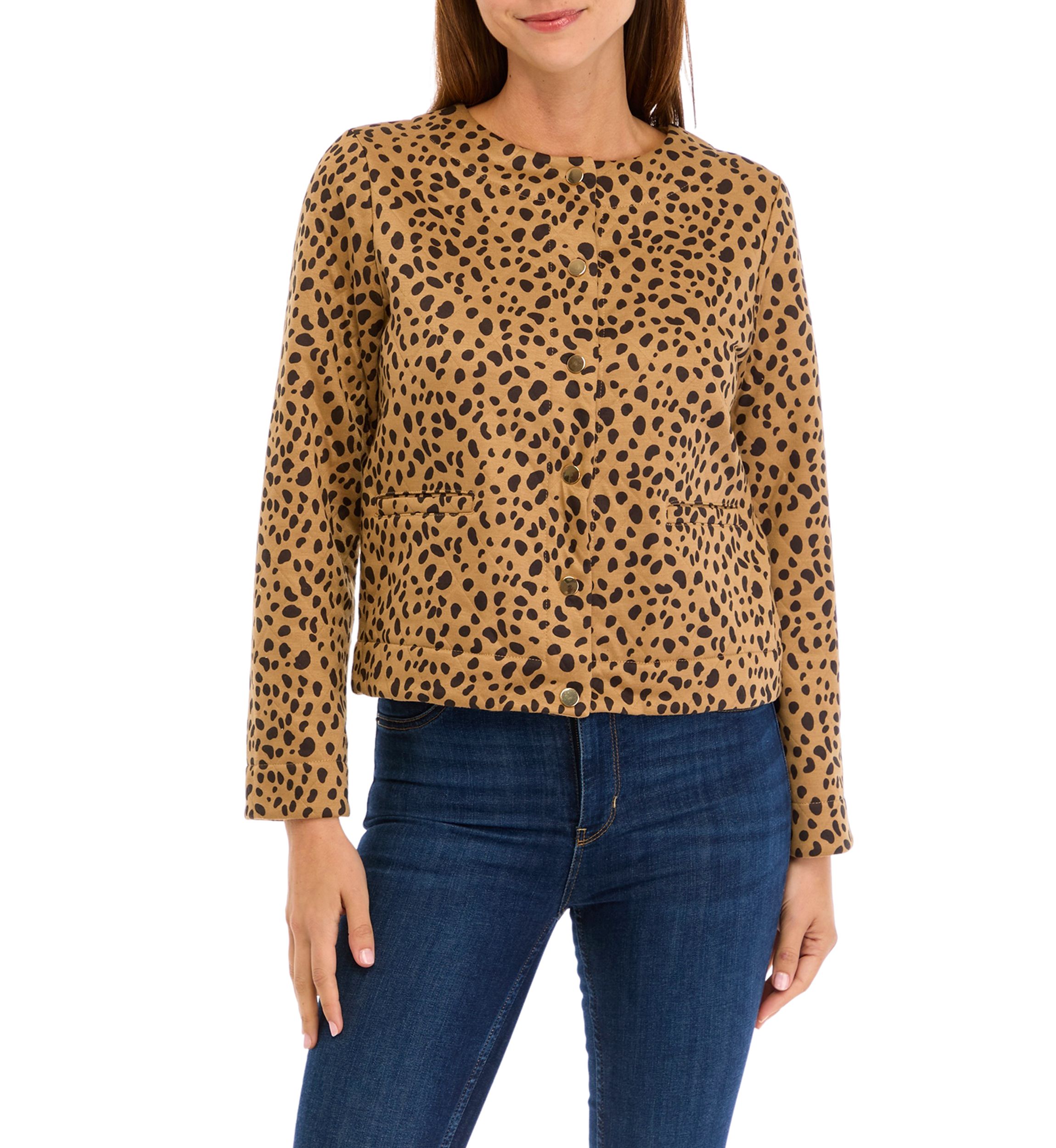 Womens Crop Knit Quilted Jacket