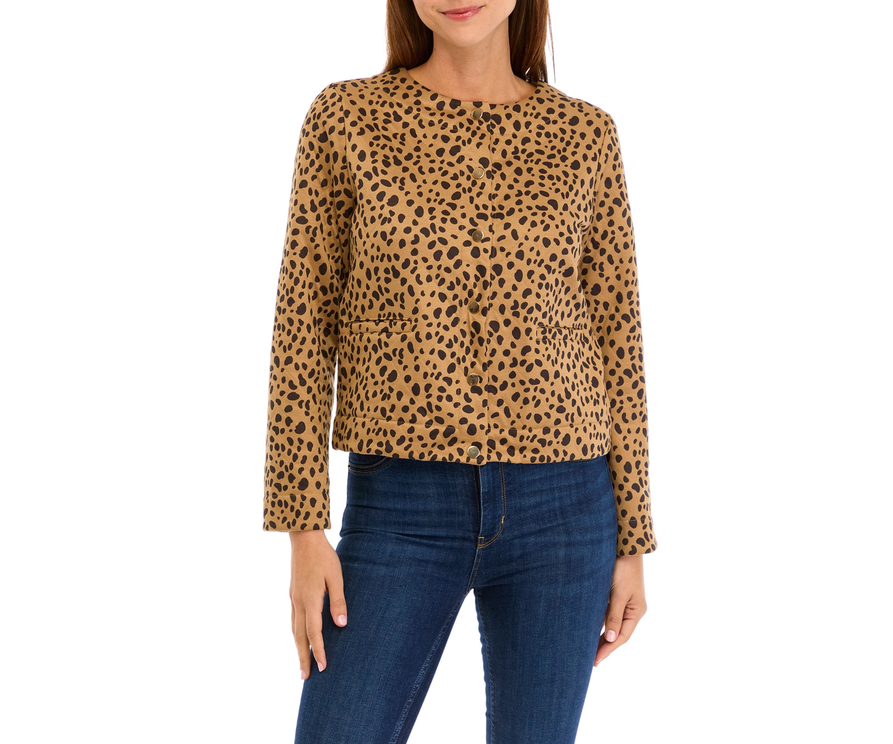 Womens Crop Knit Quilted Jacket