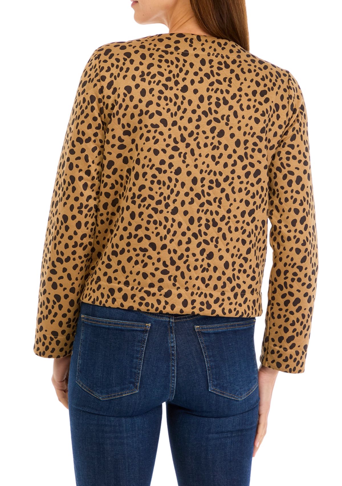 Womens Crop Knit Quilted Jacket