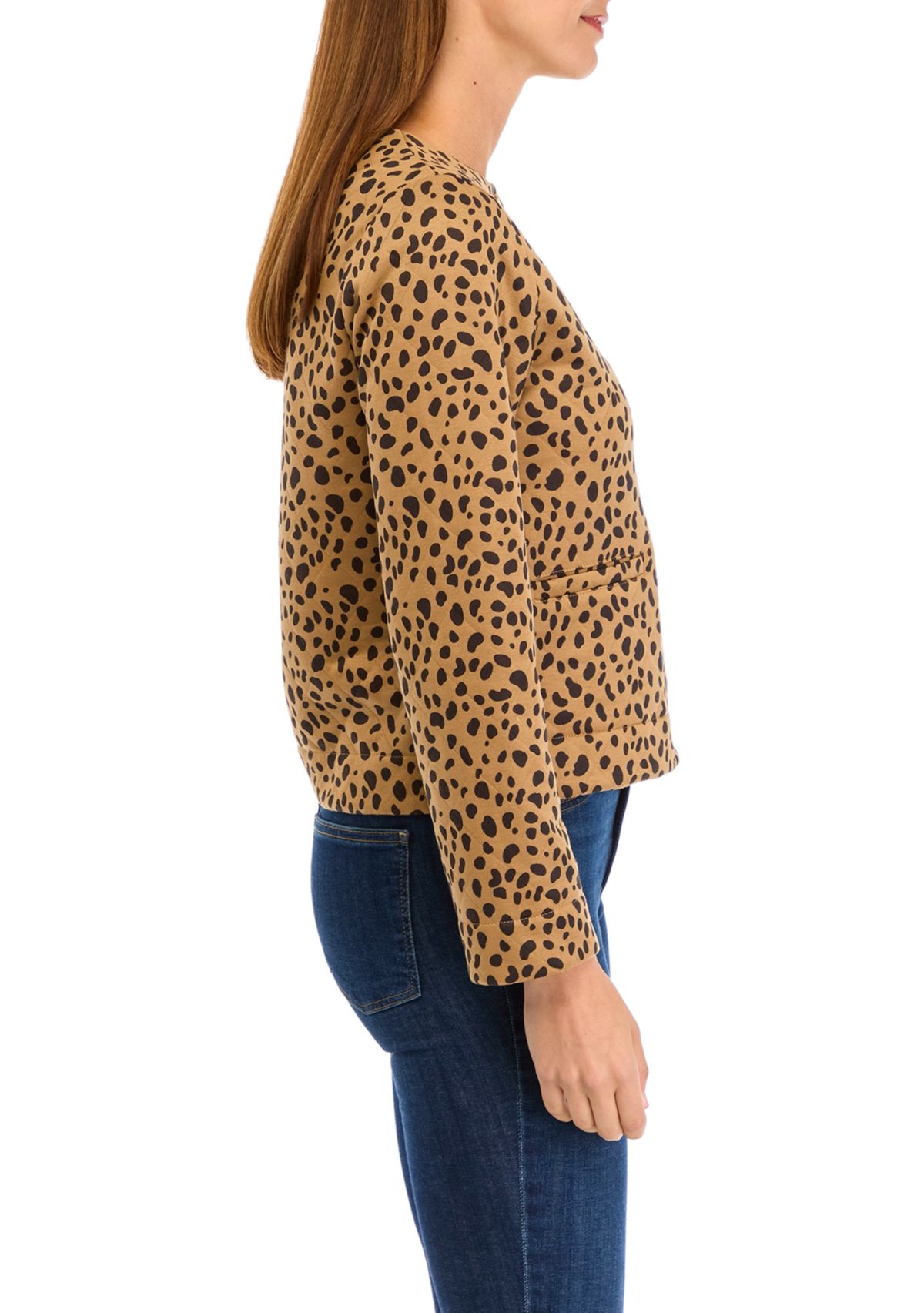 Womens Crop Knit Quilted Jacket